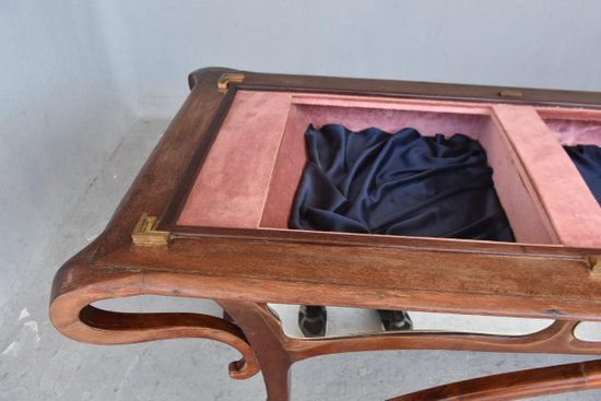 Superb Art Nouveau Console In Carved Mahogany 1900