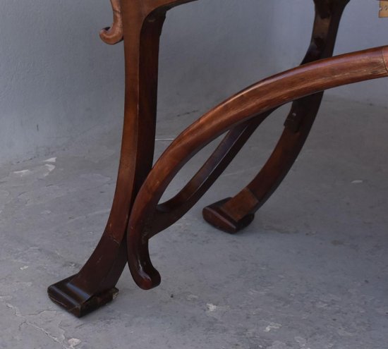 Superb Art Nouveau Console In Carved Mahogany 1900