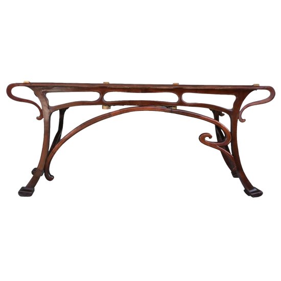 Superb Art Nouveau Console In Carved Mahogany 1900
