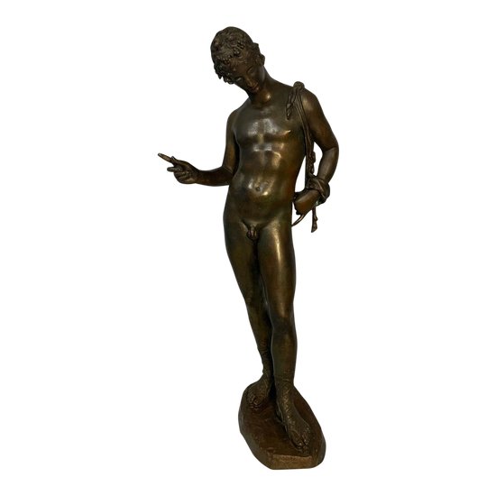 Narcisse de Pompéi, sculpture en bronze du "Grand Tour" XIXème.