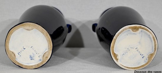 Pair of Glazed Earthenware Vases - Early XXth