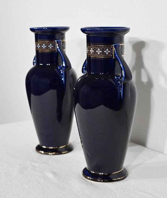 Pair of Glazed Earthenware Vases - Early XXth