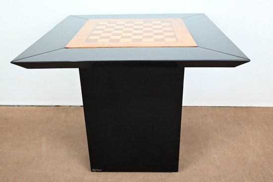 Ensemble Table de Jeux, Échiquier et Paire de Chaises Paul Michel – 1970