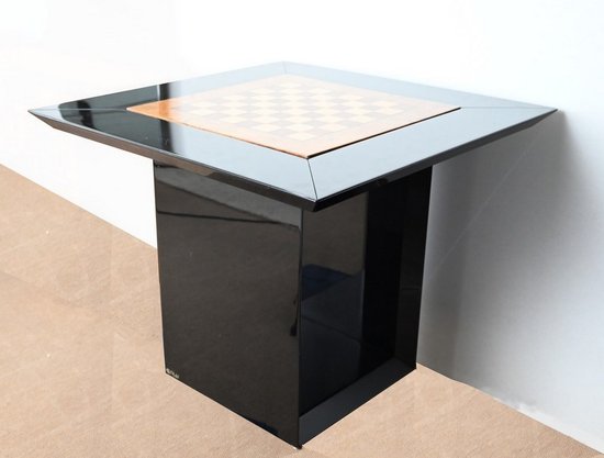 Ensemble Table de Jeux, Échiquier et Paire de Chaises Paul Michel – 1970