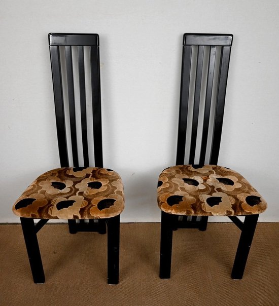 Ensemble Table de Jeux, Échiquier et Paire de Chaises Paul Michel – 1970