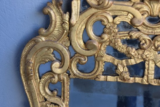 Miroir Provençal  Louis XV  Bois Sculpté Doré époque XVIIIème            