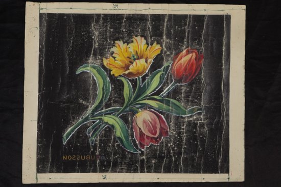 Carton of Aubusson tapestry floral pattern