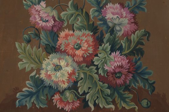 Carton of Aubusson tapestry with poppy decorations