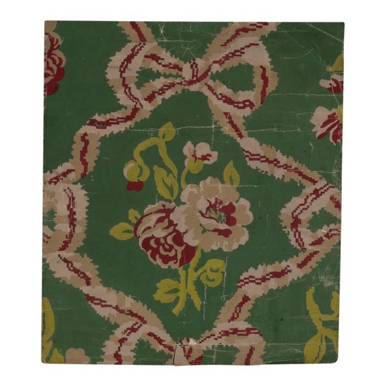 Cardboard of Aubusson tapestry, flowered motif with ribbon