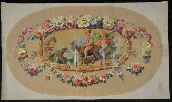 Karton aus Aubusson-Wandteppich pochon paysans