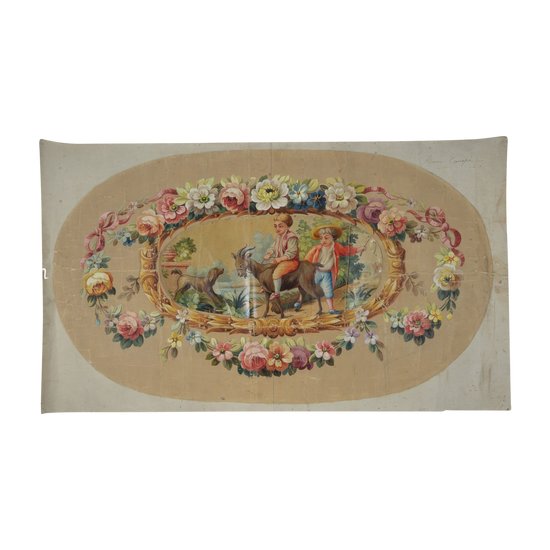 Karton aus Aubusson-Wandteppich pochon paysans