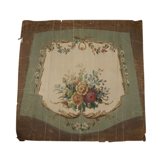 Karton eines Aubusson-Wandteppichs mit Blumenmuster