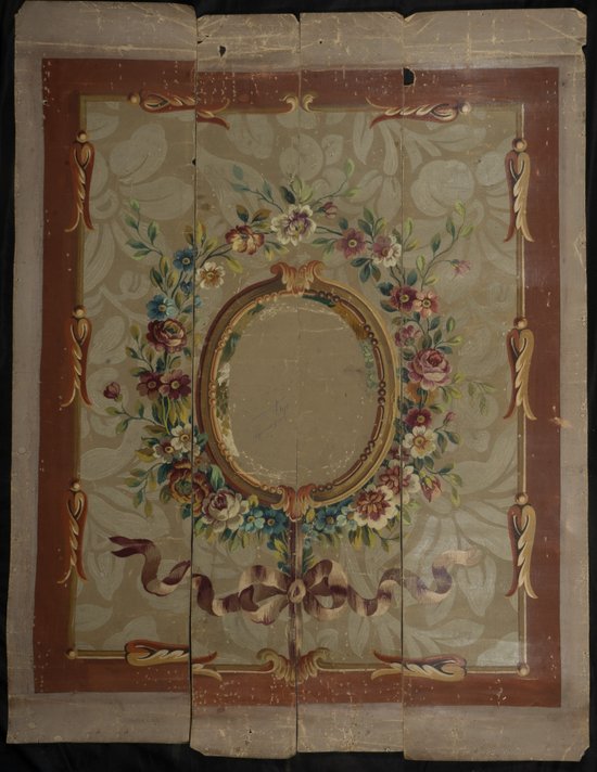 Carton of Aubusson tapestry medallion with floral pattern