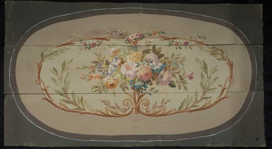Karton eines Aubusson-Gobelins mit Blumenmotiv