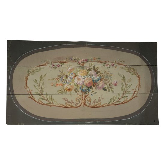 Carton de tapisserie d'Aubusson motif floral