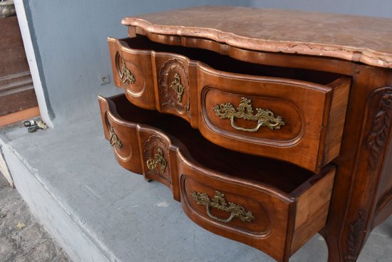             Comò Sauteuse A Forma Di Balestra In Noce Diciottesima Volta