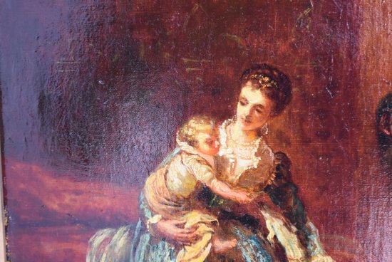             Coppia Di Olio Su Tela Di F. Maury (1861-1933)