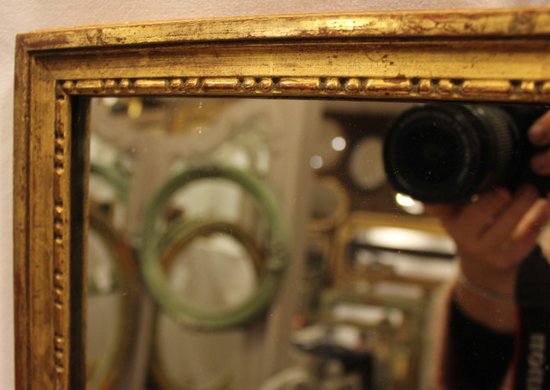 Small Mirror Louis XVI Style, Gilded Wood, Mercury 27 X 32 Cm