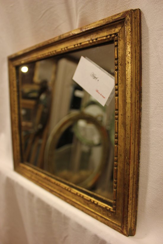 Small Mirror Louis XVI Style, Gilded Wood, Mercury 27 X 32 Cm