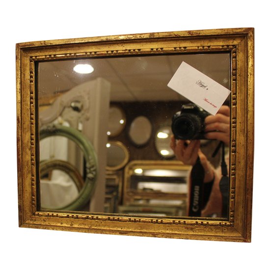 Small Mirror Louis XVI Style, Gilded Wood, Mercury 27 X 32 Cm