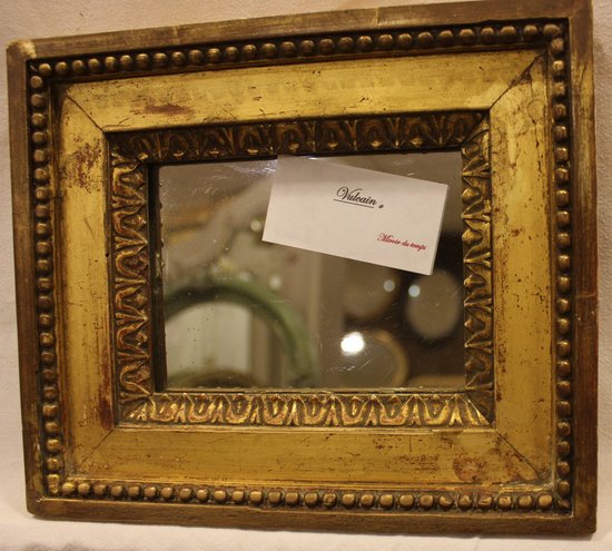 Small Louis XVI Mirror, Gilded Wood, Mercury Glass 20 X 23 Cm