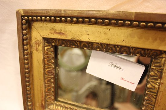 Small Louis XVI Mirror, Gilded Wood, Mercury Glass 20 X 23 Cm