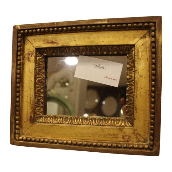 Small Louis XVI Mirror, Gilded Wood, Mercury Glass 20 X 23 Cm