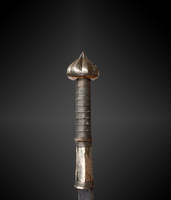 SCIABOLA detta Dha Birmanie fine XIX secolo Legno, ferro e argento