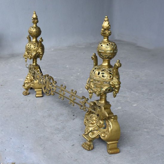 Important Pair Of Bronze Fireplace Andirons XIXth Century