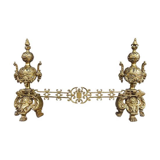 Important Pair Of Bronze Fireplace Andirons XIXth Century