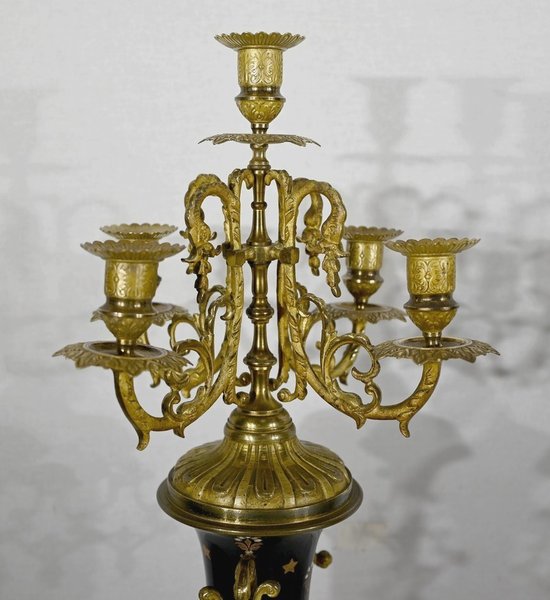 Important Gilded Bronze Mantel Set - Late 19th Century
