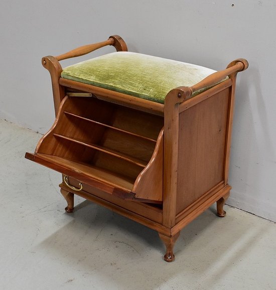 Porte Revues - Tabouret Anglais en Acajou Blond - 1900 / 1920