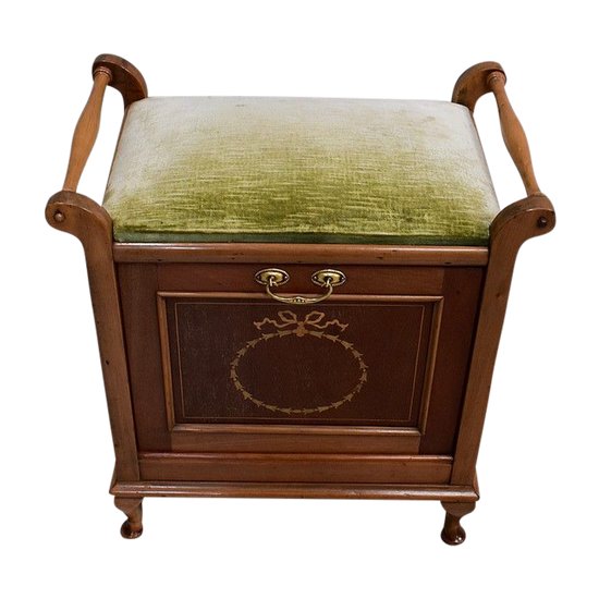 Porte Revues - Tabouret Anglais en Acajou Blond - 1900 / 1920