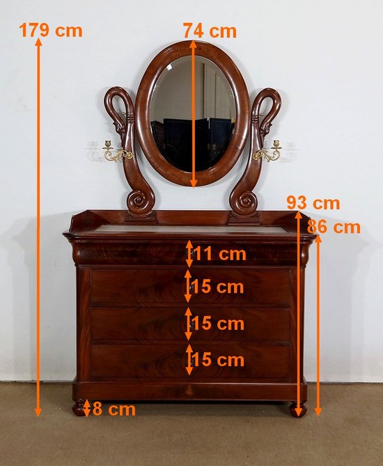 Petite Commode Psyché, époque Restauration – Début XIXe