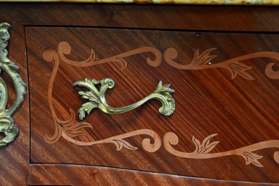 Commode Sauteuse en Acajou, style Transition Louis XIV / Louis XV – Début XXe