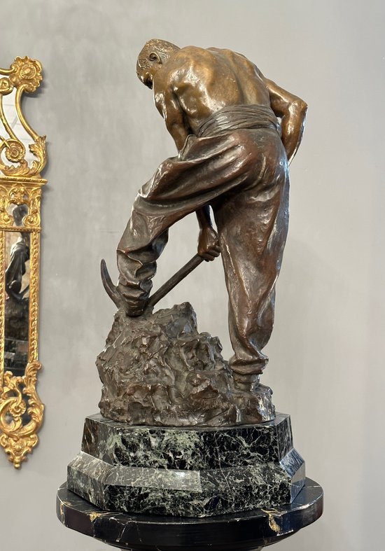 Paul Moreau-vauthier (1871-1936), importante scultura in bronzo con patina marrone