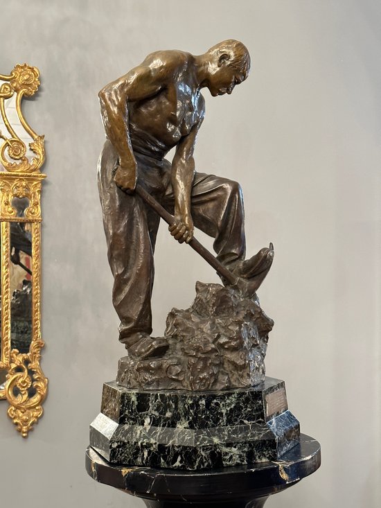 Paul Moreau-vauthier (1871-1936), importante scultura in bronzo con patina marrone