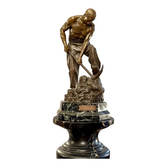 Paul Moreau-vauthier (1871-1936), importante scultura in bronzo con patina marrone