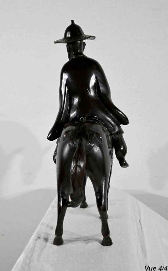 Set in bronzo "Il cavaliere", Cina - Fine XIX secolo