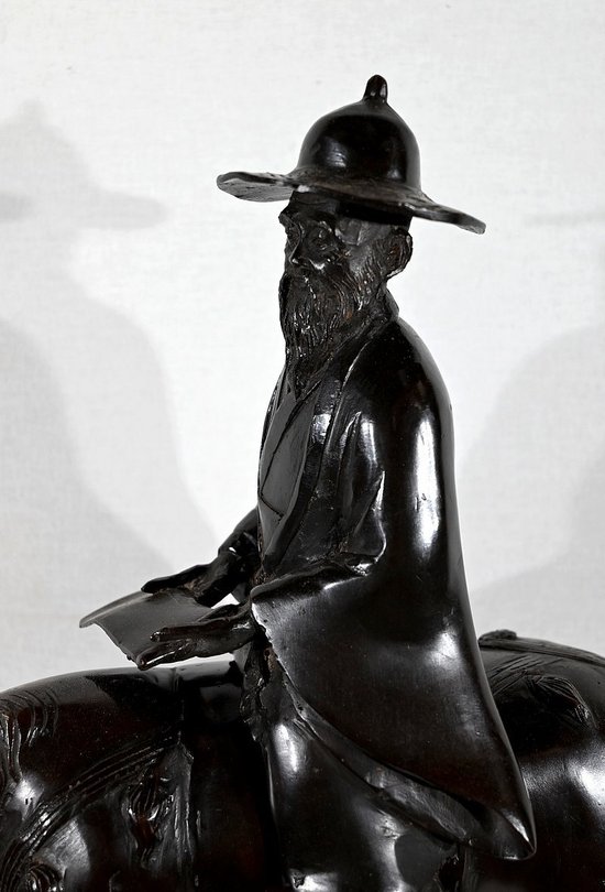 Set in bronzo "Il cavaliere", Cina - Fine XIX secolo