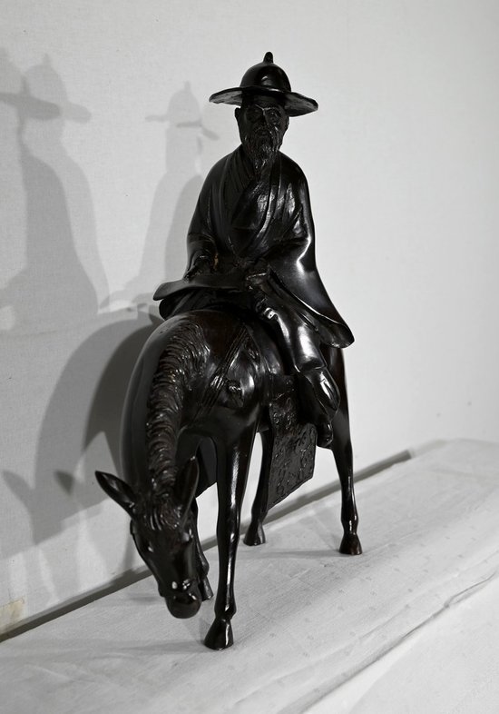 Set in bronzo "Il cavaliere", Cina - Fine XIX secolo
