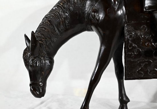 Set in bronzo "Il cavaliere", Cina - Fine XIX secolo