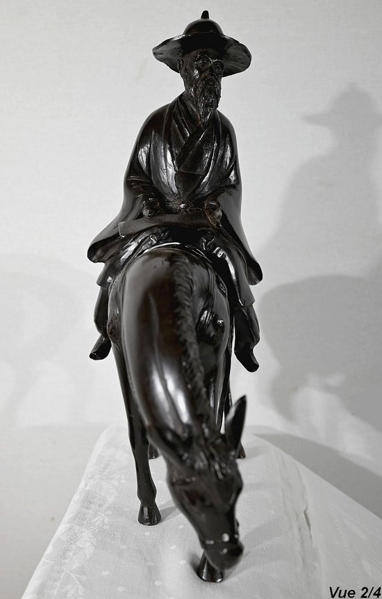 Set in bronzo "Il cavaliere", Cina - Fine XIX secolo