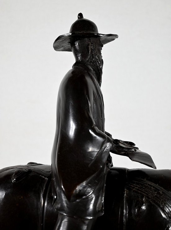 Set in bronzo "Il cavaliere", Cina - Fine XIX secolo