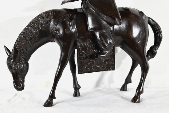 Set in bronzo "Il cavaliere", Cina - Fine XIX secolo