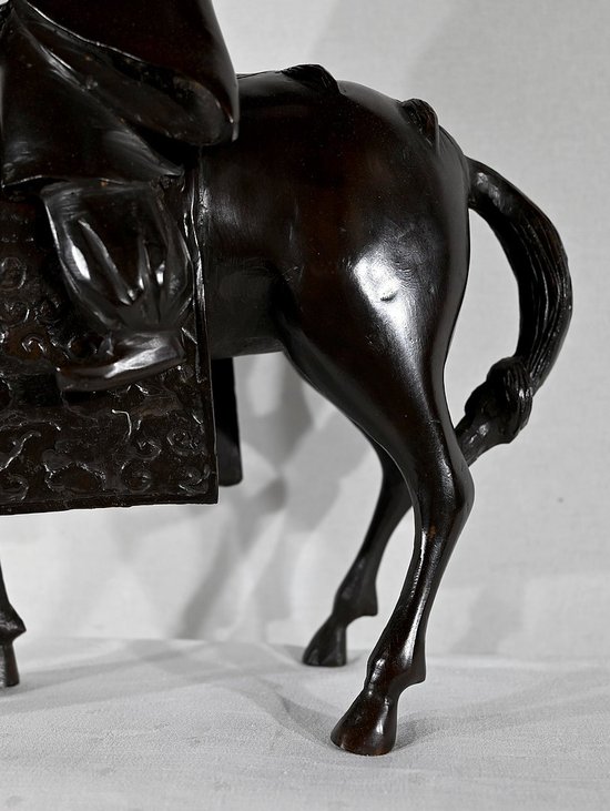 Set in bronzo "Il cavaliere", Cina - Fine XIX secolo