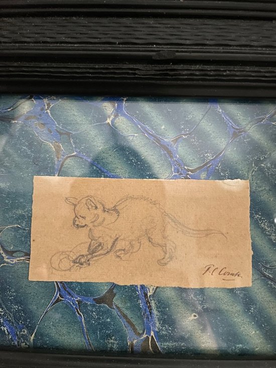 Cadre Flamand Avec Dessin De Chat Du 17 Ieme Siècle