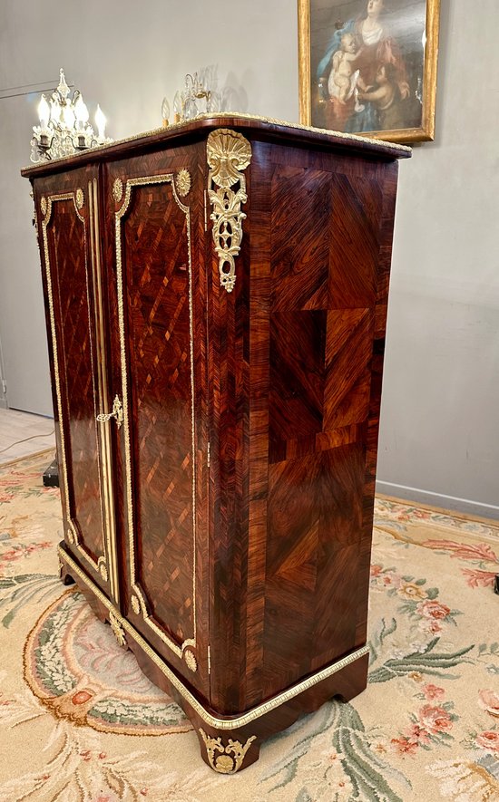 Etienne Doirat, Attributed to, Small Regency Marquetry Cabinet (1715 - 1723)