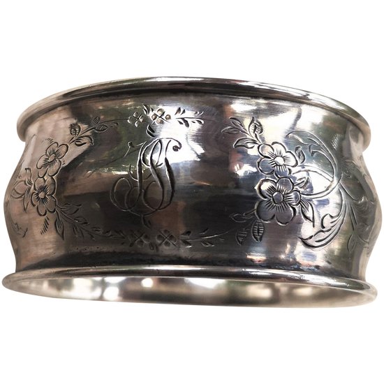 Portatovagliolo in argento sterling pugno collare monogramma orafo Vautrain