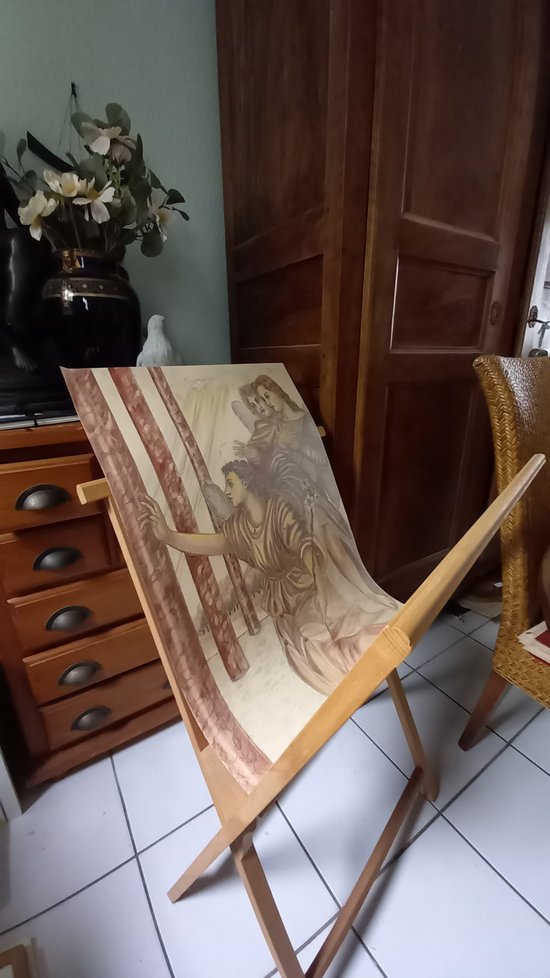 pencil and red chalk drawing The Annunciation (after Andrea Del Sarto)